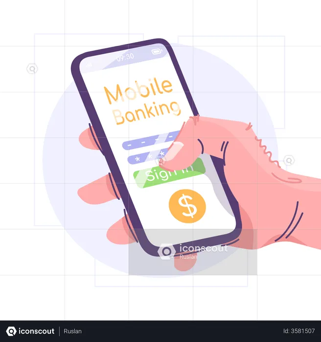 Mobile Banking App  Illustration
