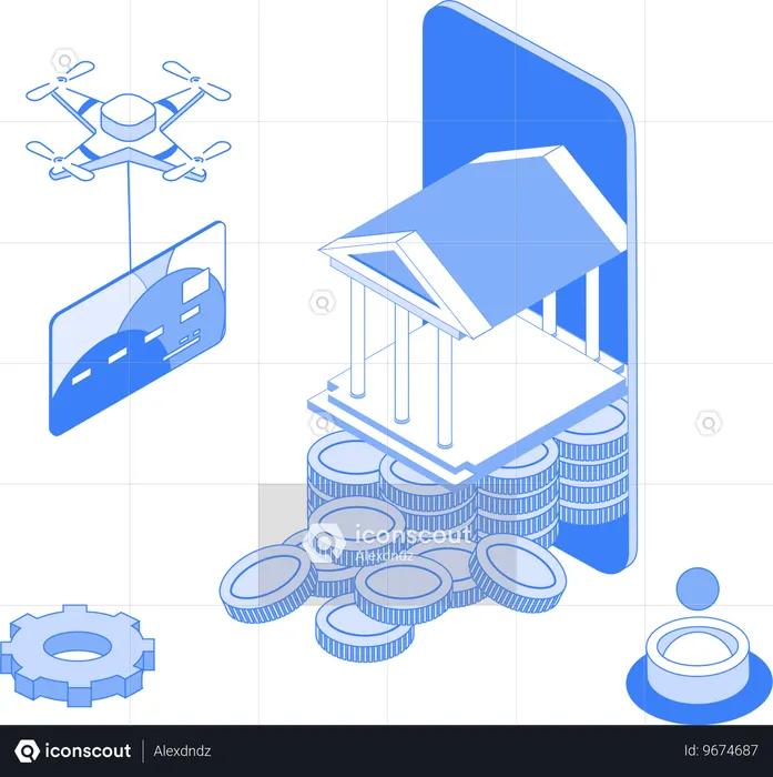 Mobile banking e transazioni  Illustration