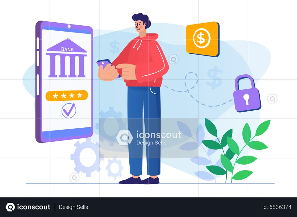 Mobile banking security  Illustration