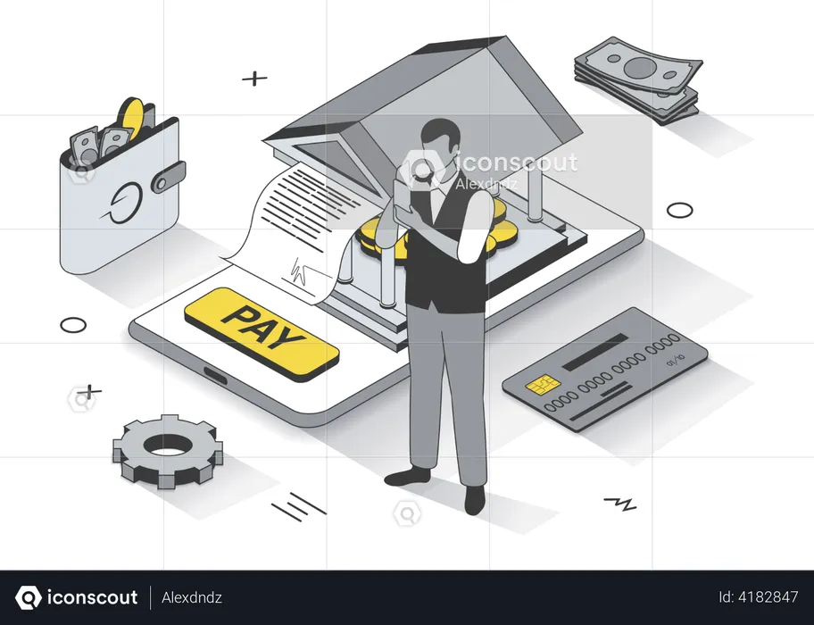 Mobile Banking Service  Illustration