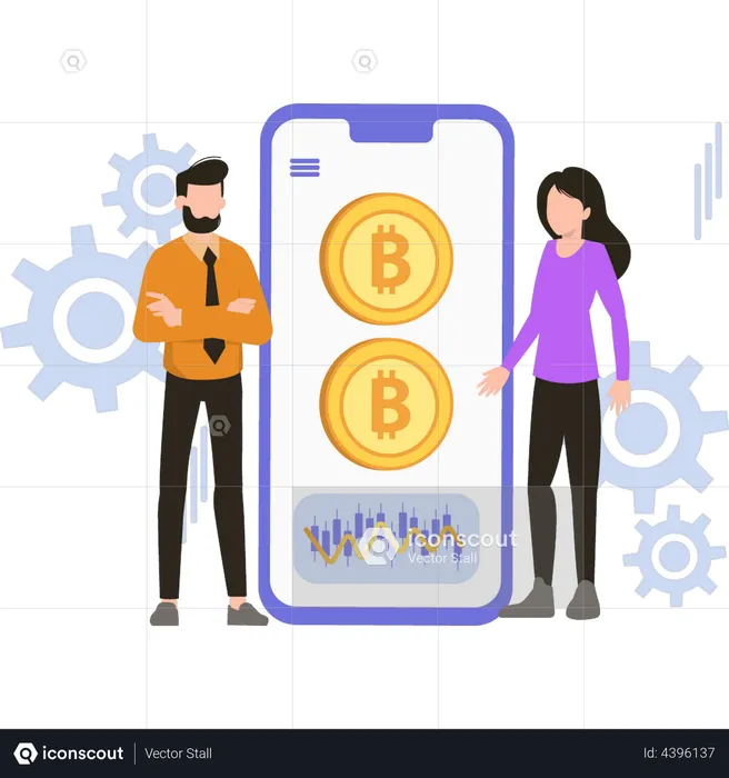 Mobile bitcoin exchange application  Illustration