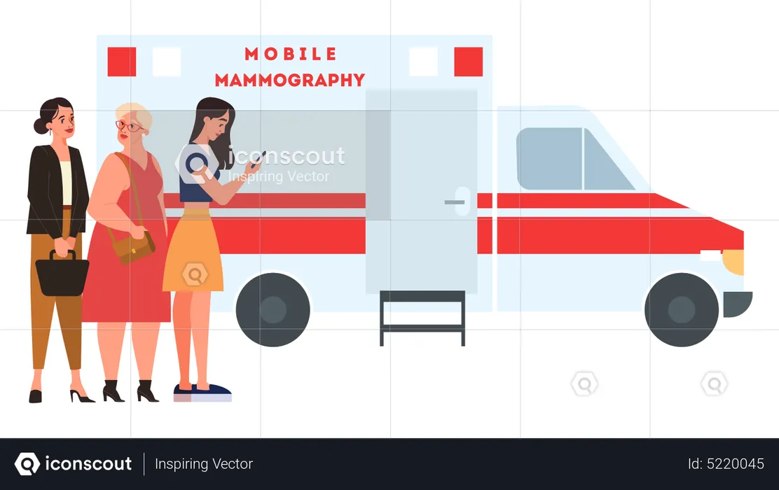 Mobile breast examination  Illustration