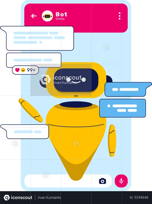 Mobile Chat Bot  Illustration