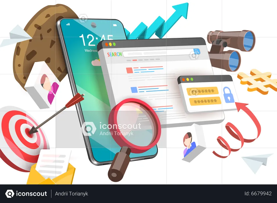 Mobile Cookie Tracking  Illustration