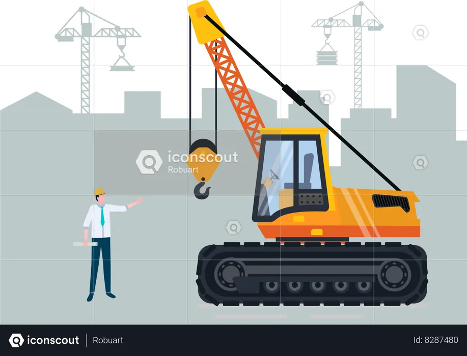 Mobile crane and contactor  Illustration