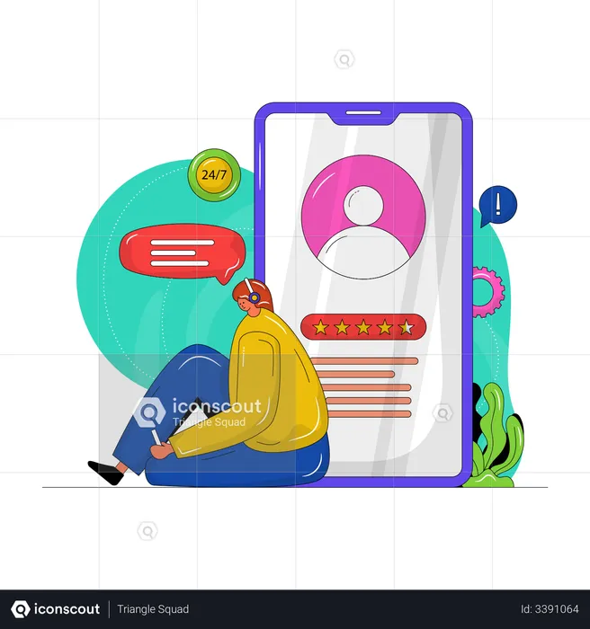 Mobile Customer Service  Illustration