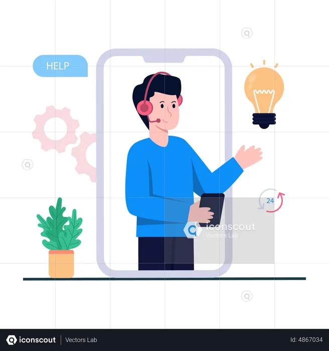 Mobile Customer Service  Illustration