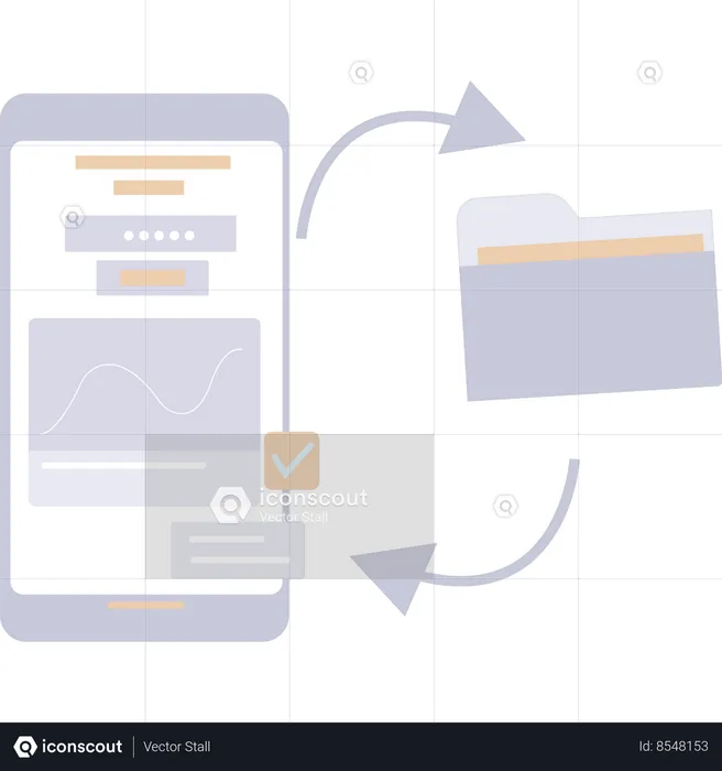 Mobile data is converted into folder  Illustration