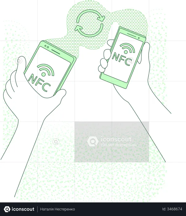 Mobile data transfer using NFC  Illustration