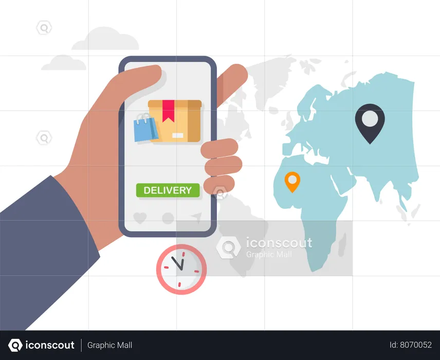 Mobile delivery tracking  Illustration