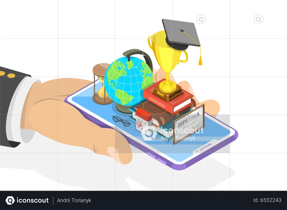 Mobile education and online education training  Illustration