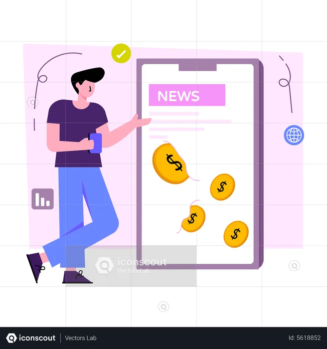 Mobile Financial News  Illustration