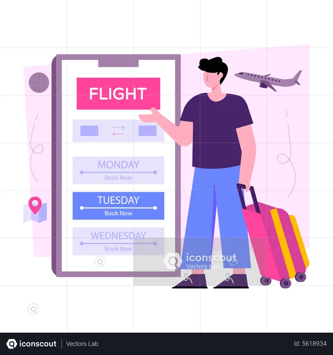 Mobile Flight Booking  Illustration