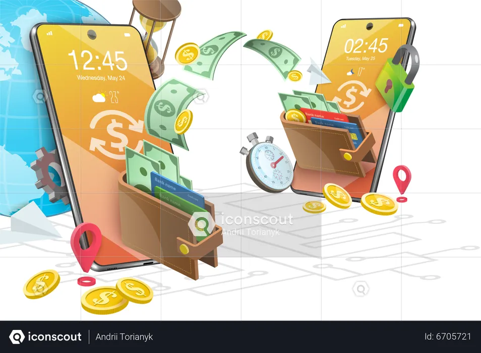 Mobiler Geldtransfer  Illustration