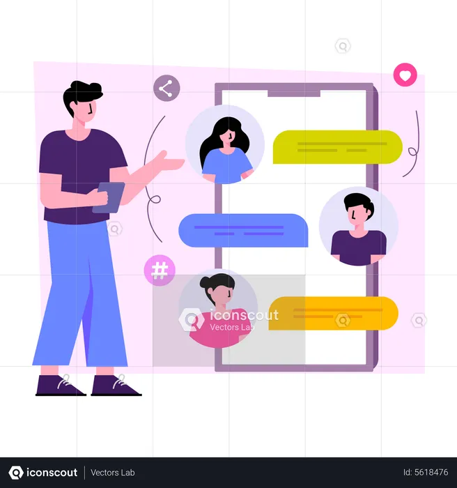 Mobile Group Chatting  Illustration