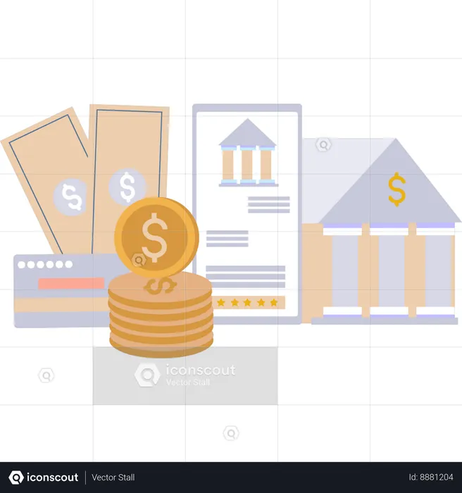 Mobile has a banking app  Illustration