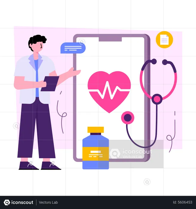 Mobile Heart Checkup  Illustration