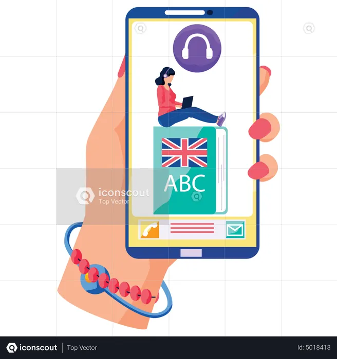 Mobile language learning application  Illustration