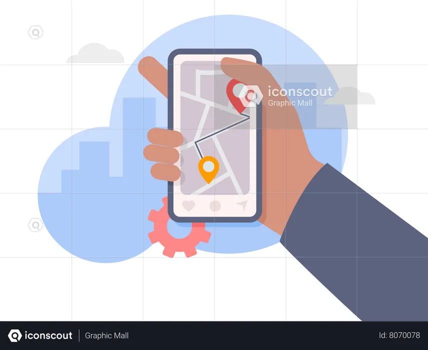 Mobile location tracker application  Illustration