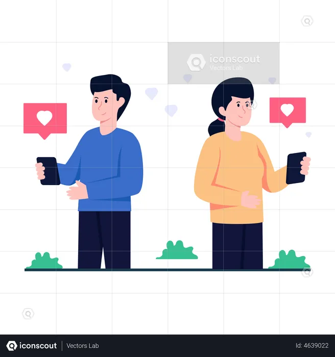 Mobile Love Chat  Illustration