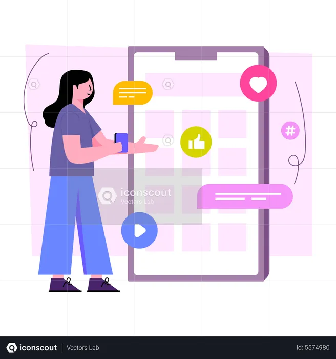 Mobile Media Chatting  Illustration