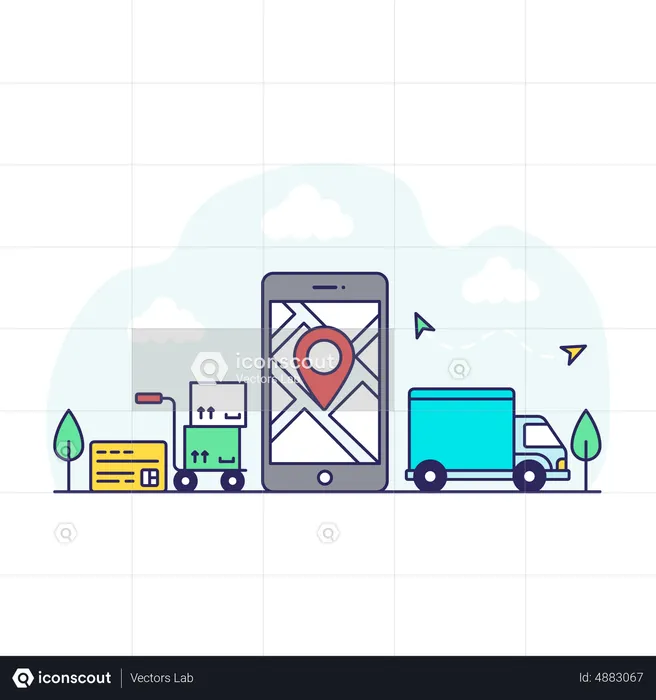 Mobile Parcel Tracking  Illustration