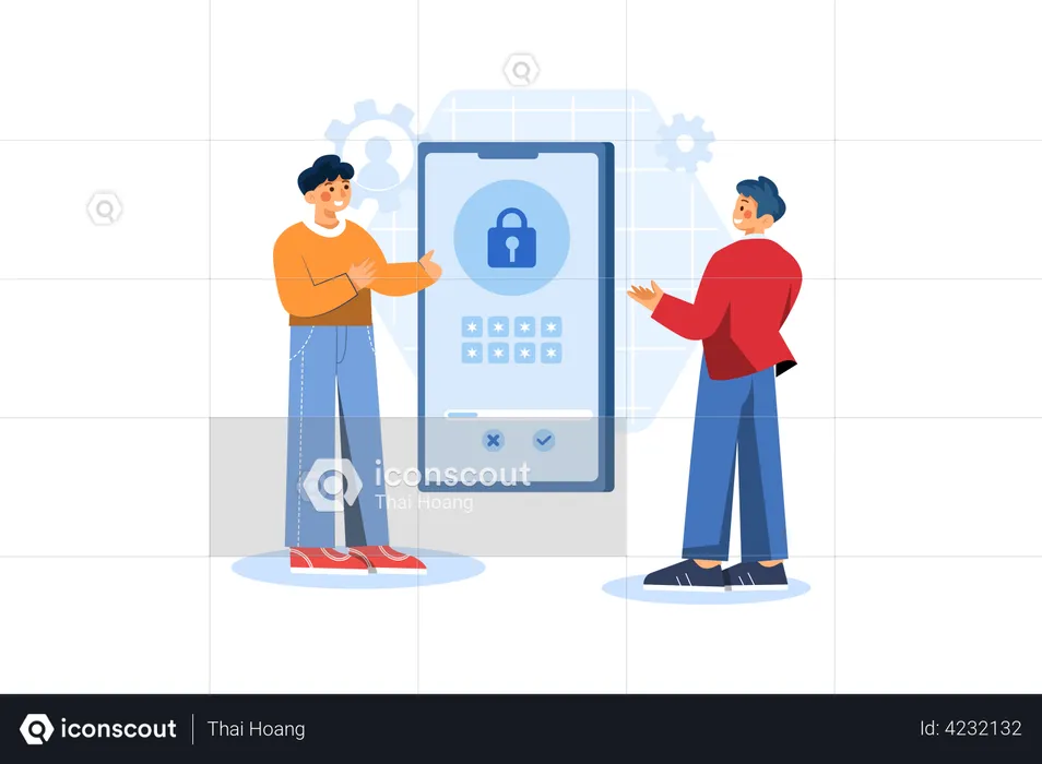 Mobile password security  Illustration