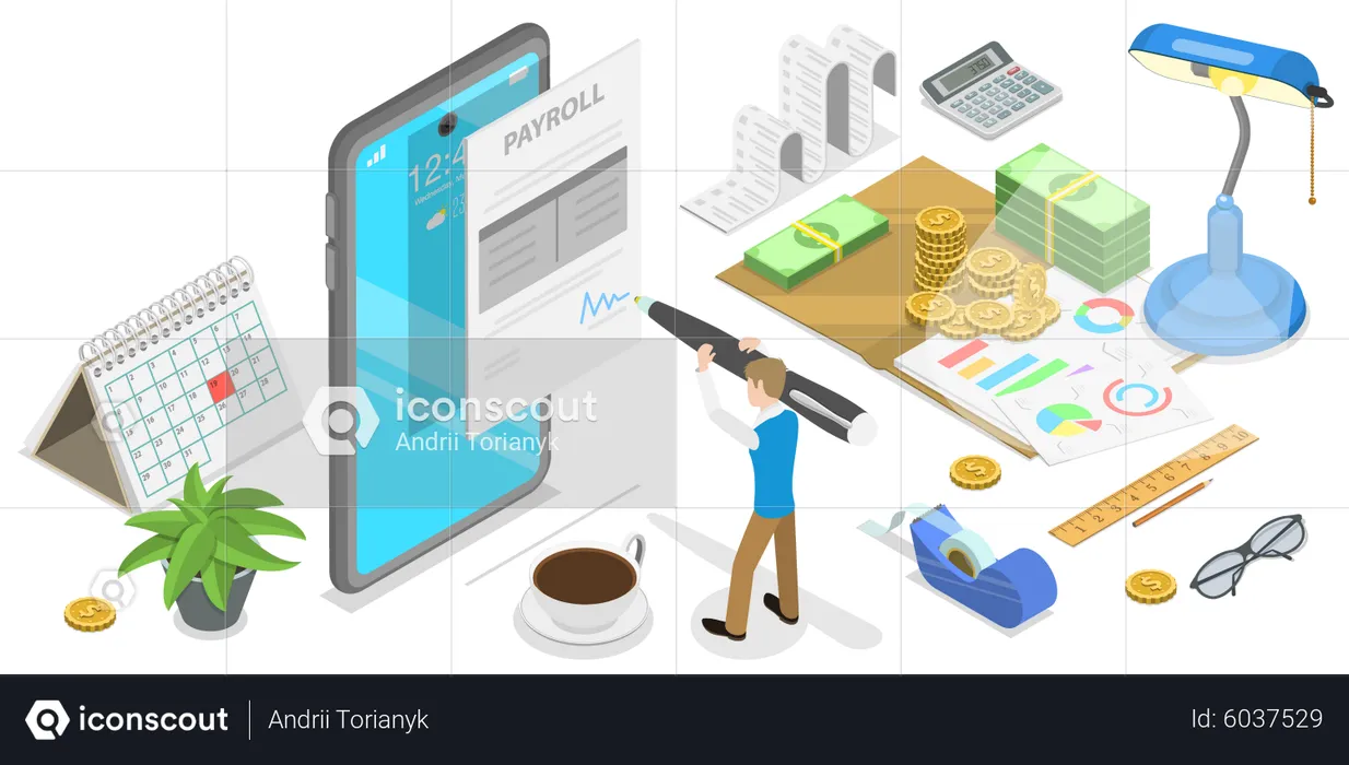 Mobile Payroll App  Illustration