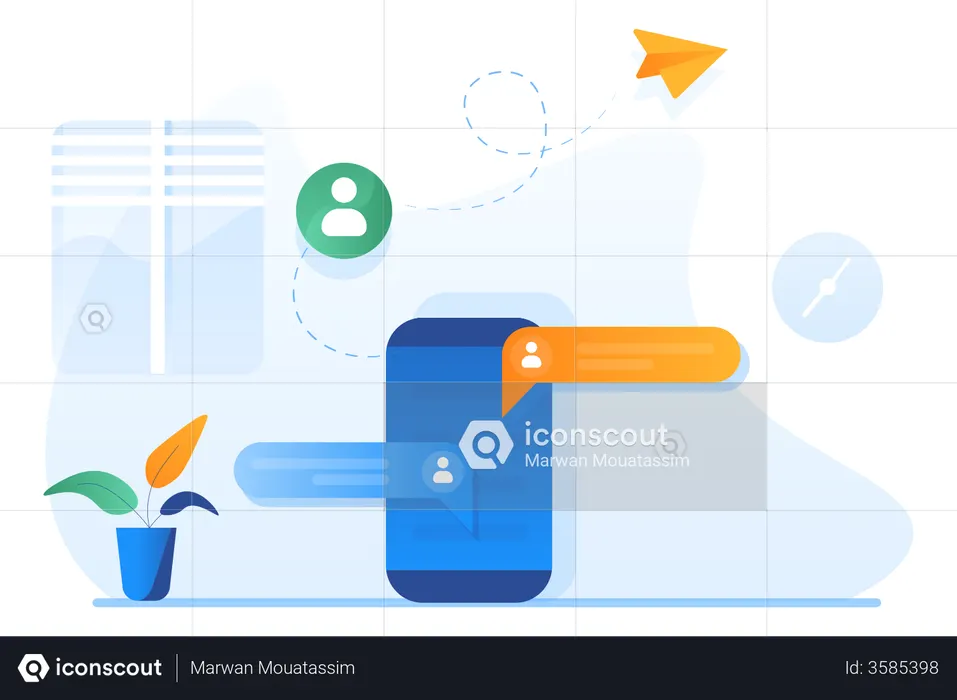 Mobile Phone Chat Application  Illustration