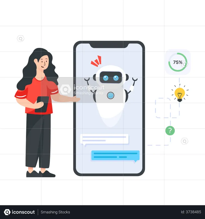 Mobile phone customer service bot  Illustration