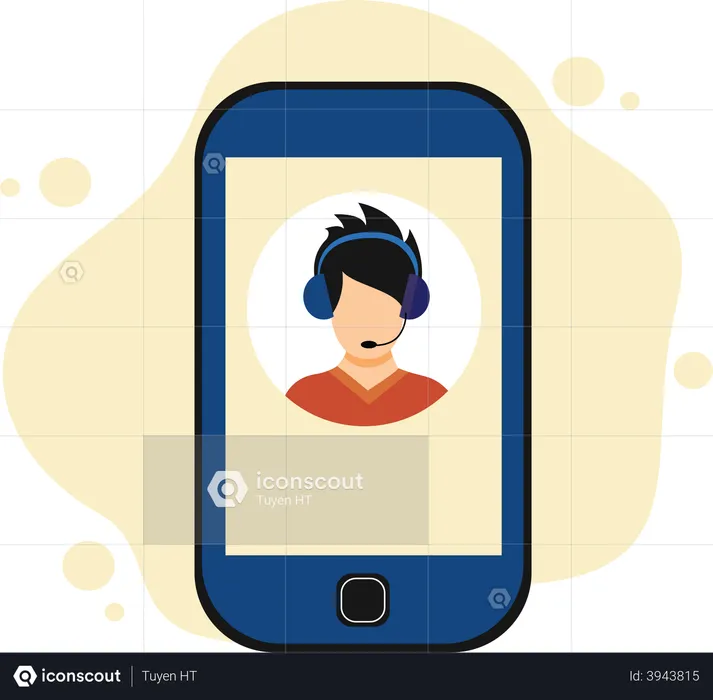 Mobile phone with online assistant  Illustration