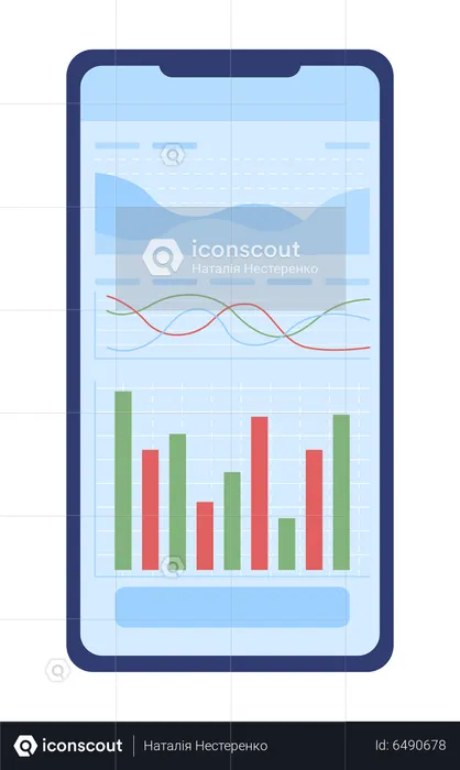 Mobile phone with stock charts  Illustration