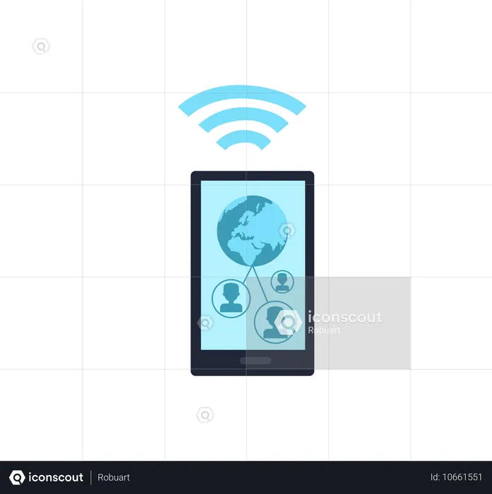 Mobile Phone with Wireless Sign  Illustration