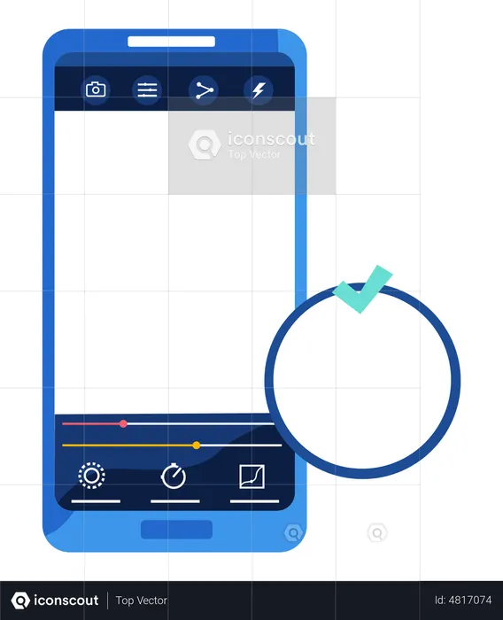 Mobile photo editing mockup  Illustration