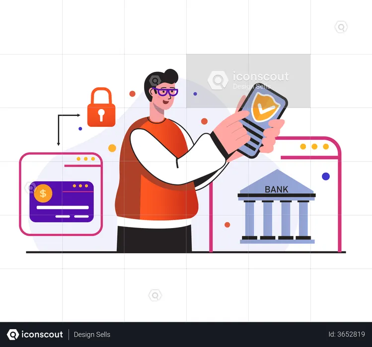 Mobile secure banking  Illustration