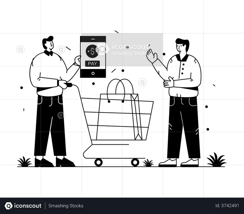 Compras pelo celular  Ilustração