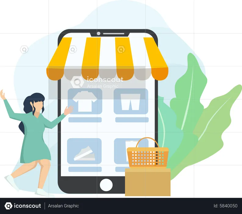 Compras pelo celular  Ilustração