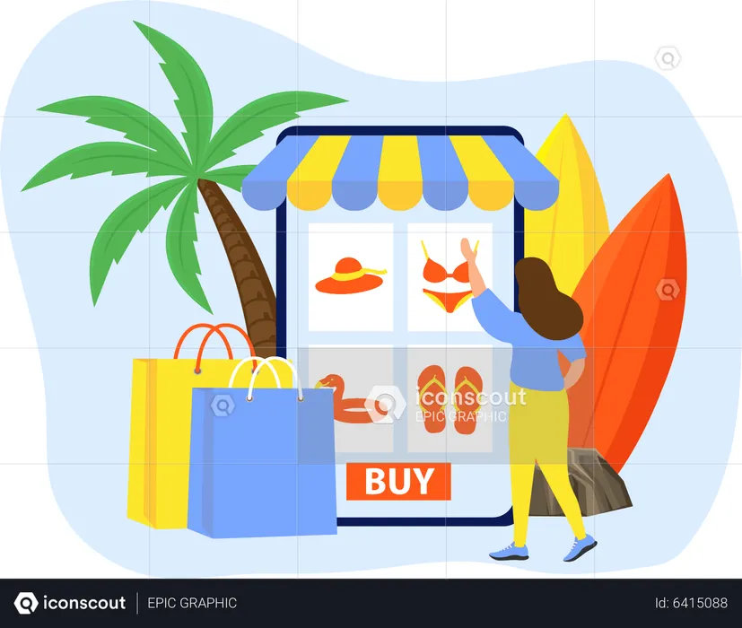 Mobile Shopping  Illustration