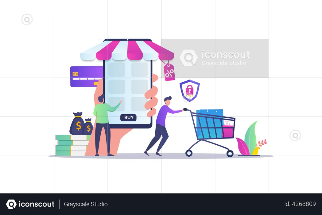 Mobile Shopping  Illustration