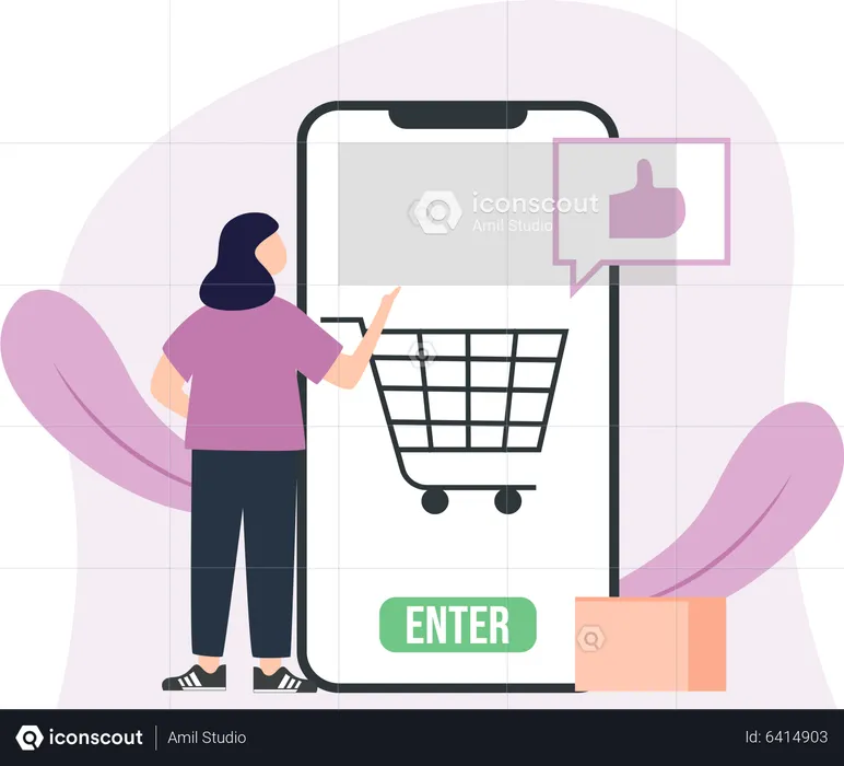 Mobile Shopping  Illustration