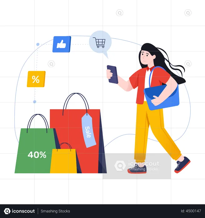 Mobile Shopping  Illustration