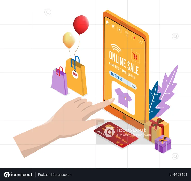 Mobile Shopping Sale  Illustration