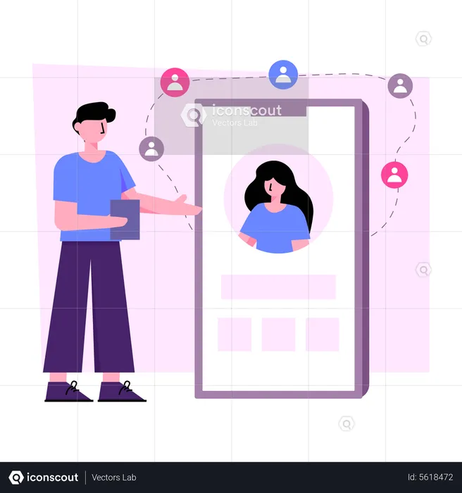 Mobile Social Group  Illustration
