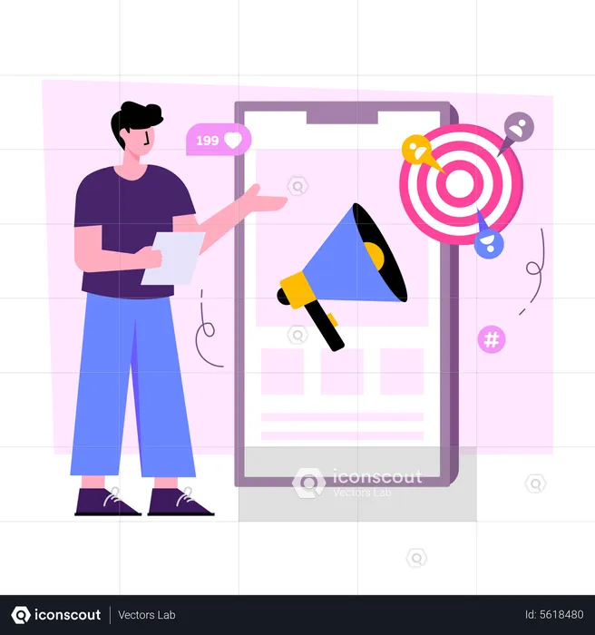 Mobile Target Marketing  Illustration