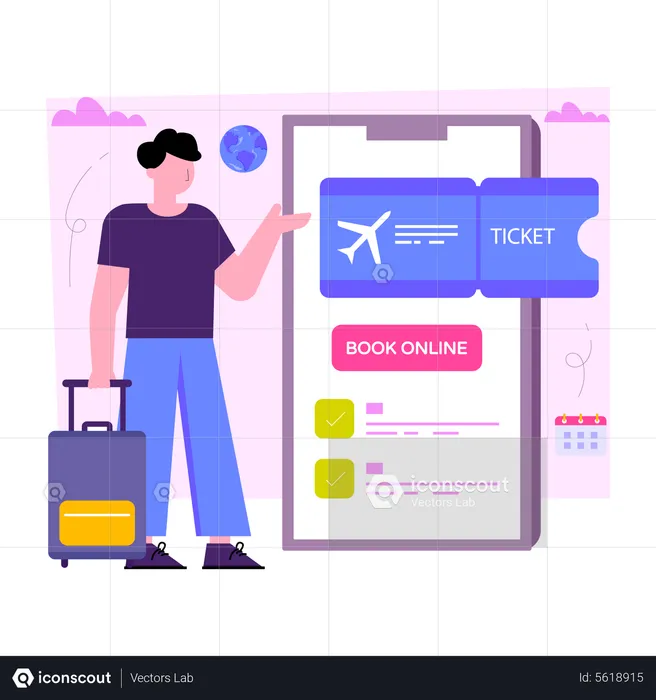 Mobile Ticket Booking  Illustration