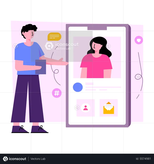 Mobile Video Chat  Illustration