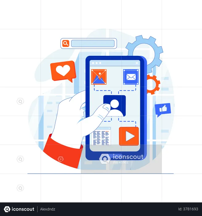 Mobile web app development  Illustration
