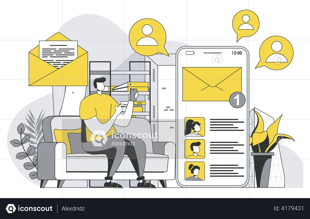 Mobiler E-Mail-Dienst  Illustration