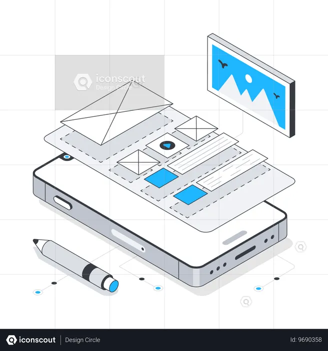 Mobiles Wireframing  Illustration