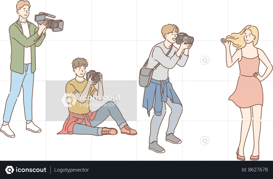 Model is giving cool poses for photographs  Illustration